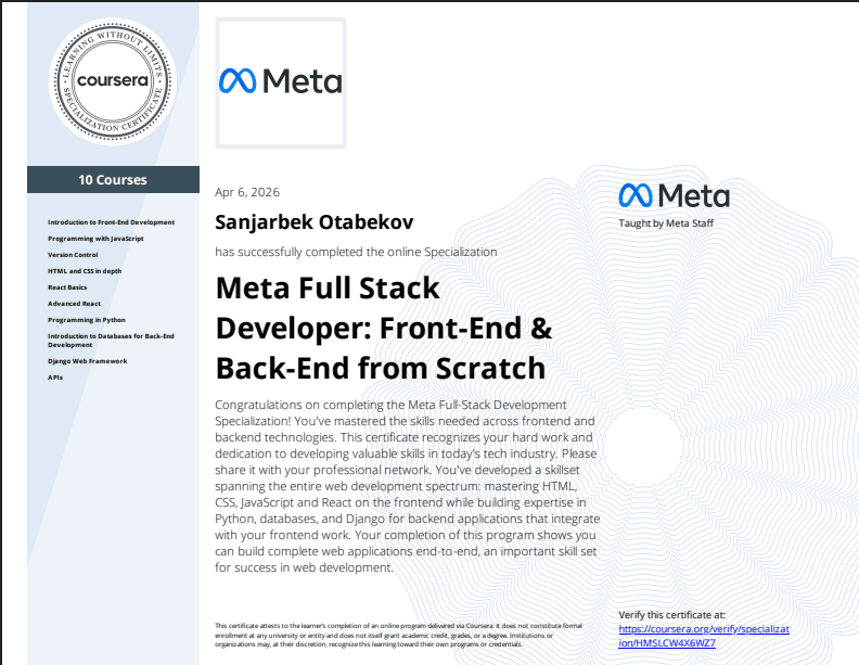 Meta Full Stack Developer
